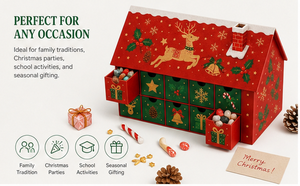 Custom Red House Shaped 12 Days Advent Calendar <b>Box</b> with Drawers Rigid Cardboard <b>Christmas</b> Blind <b>Box</b> Mystery Packaging Gift - Product Image 3
