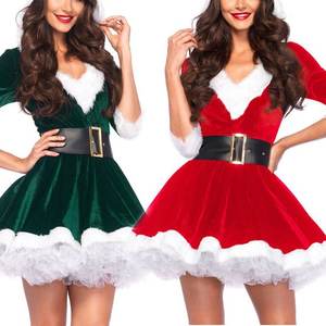 大人男性女性赤ベルベットコスチュームクリスマスステージコスプレパーティーTV & 映画インスパイアSRCO-007女性衣装 - Product Image 5