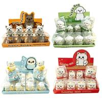 Bola Squishy Buatan Tangan Gaya Balok Susun, Boneka Anjing Bulldog Prancis, Anak Ayam, Kucing Keberuntungan, Suara Renyah, Mainan Pereda Stres