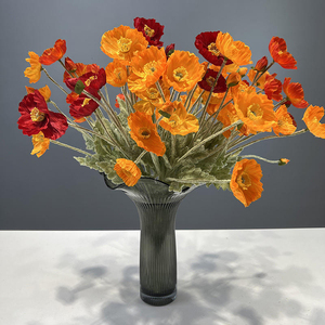 Superbe promotion : Magnifiques coquelicots artificiels de haute qualité, simulation de coquelicots à quatre têtes, pour la décoration intérieure. - Product Image 6