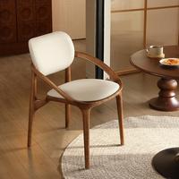 Fauteuil de salle à manger en bois de frêne massif, design italien minimaliste et moderne, revêtement en cuir, durable et stable, idéal pour appartement et usage commercial
