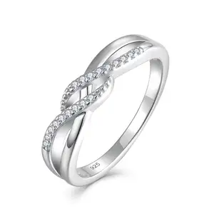 Nhẫn Zircon Trắng Lấp Lánh Nhẫn Đính Hôn Giá Rẻ Mạ Rhodium Bạc Sterling 925 Giá Rẻ