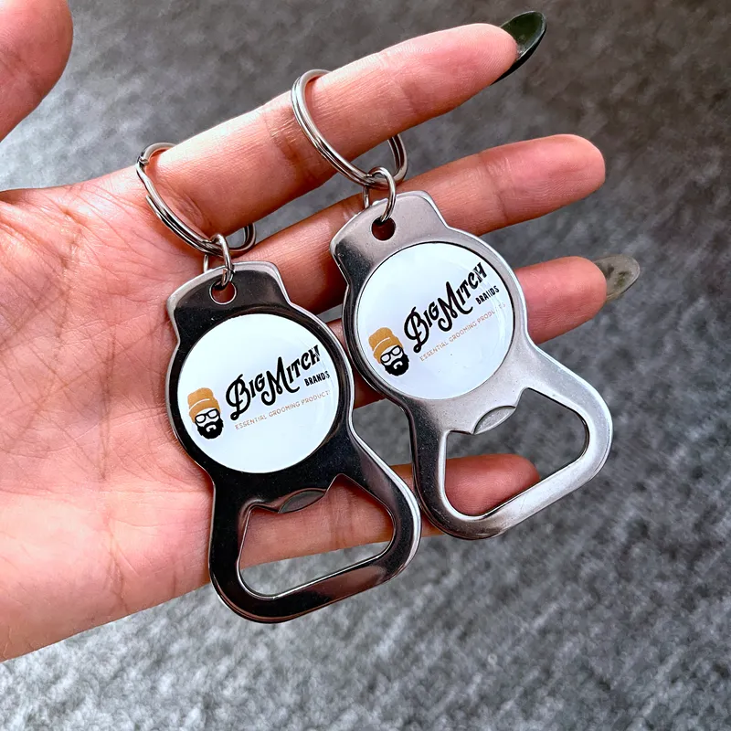 מותאם אישית לוגו סובלימציה בירה בקבוק פותחן keychain