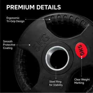 Resistente presa <span class=keywords><strong>da</strong></span> <span class=keywords><strong>2</strong></span> pollici in gomma peso piastre <span class=keywords><strong>da</strong></span> 20kg Set per l'allenamento della forza nella <span class=keywords><strong>palestra</strong></span> di casa comprende 10kg e 20kg piastre - Product Image 3