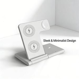 Station de charge magnétique <span class=keywords><strong>3</strong></span> en 1 LED 15W pliable, charge rapide pour téléphone, montre, écouteurs, chargeur sans fil, support de charge - Product Image 5
