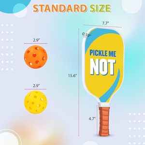 ชุดไม้พายพิคเคิลบอลไฟเบอร์กลาสลดราคาพิเศษ รุ่นพรีเมียมลาย PICKLE <span class=keywords><strong>ME</strong></span> NOT พร้อมลูกบอล 4 ลูก น้ำหนัก 1500 กรัม พร้อมกระเป๋าสำหรับพกพา เหมาะสำหรับการแข่งขันกีฬากลางแจ้ง - Product Image 6