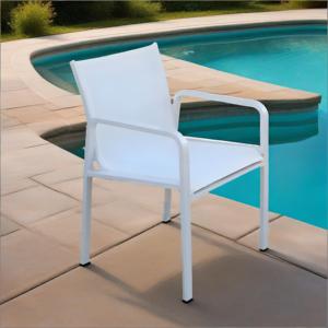 Sedia da Giardino con Telaio in Alluminio Verniciato a Polvere, Sedia da Patio Impermeabile con <span class=keywords><strong>Tessuto</strong></span> a Rete, Sedia da Ristorante in Teslin Rivestita in PVC - Product Image 1