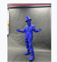 Costumes Miroir Argentés, Vêtements de Performance Homme Miroir, Costume Réflecteur pour Marcheur, Tenues de Travail pour DJ, Club, Soirée, Boîte de Nuit, Scène
