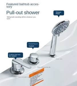 Bañera de hidromasaje de esquina para 2 personas, bañera de acrílico con masaje, bañera triangular con burbujas de aire, Blanca para Hotel - Product Image 3
