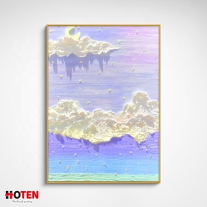 Moderne <span class=keywords><strong>Romantique</strong></span> Rêve Ciel Étoilé <span class=keywords><strong>Paysage</strong></span> Mural Peint À La Main Violet Peinture À L'huile Mur Art Personnalisé Toile Texture Élégant Vente - Product Image 2