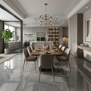 Piastrelle in Gres Porcellanato Effetto Marmo Grigio di Alta Qualità 60x60 120x120 24x24 Pollici per Pavimenti Soggiorno - Product Image 5