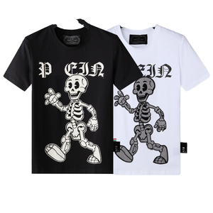 Camiseta de Hombre con Esqueleto de Diamantes de Imitación, Diseño Gótico con Cristales, Estilo Hip Hop Personalizado, Oversize, Algodón, Streetwear, Top 2026 - Product Image 1