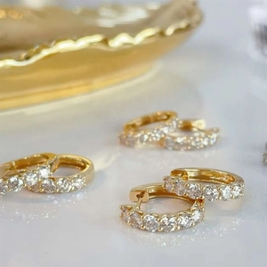 Xinfly Hop 18k Solid Gold 0.90ct Hola <b>Clip</b> Hoop Huggie Earrings - Product Image 6