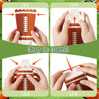 Kit de 6 boîtes à popcorn pour fête de football et rugby - Matériaux recyclés écologiques, pelliculage mat, auto-érection