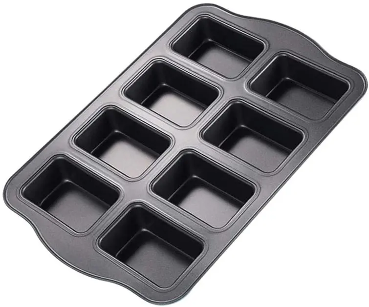 Acciaio inox Pane Tostato Stampo Pentole Con Maniglia Pullman 12 Foro Piccola Piazza Cavità Antiaderente 450G Cookie Fogli 8 Slot mini Pagnotta Pan