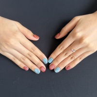 Faux ongles carrés courts géométriques en batik indonésien peints à la main, en gel, faits à la main, réutilisables, ajustement personnalisé, à coller