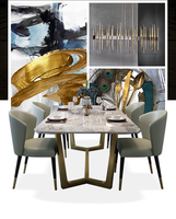 Ensemble de table et de chaises à manger carrées convertibles modernes italiennes avec plateau en marbre pour hôtel et usage domestique