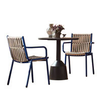 Ensemble table et chaises d'extérieur design nordique en alliage d'aluminium, tables basses mobiles pour cafés, salons de thé, hôtels et espaces extérieurs