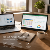 Monitor Portátil con Pantalla Táctil de 15.6 Pulgadas, FHD IPS, Táctil de 10 Puntos, USB-C, Mini HDMI, Soporte Integrado para Laptop, Teléfono, Juegos, OEM Personalizado