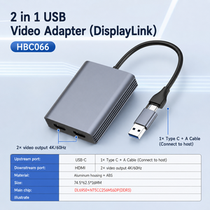 Adaptador DisplayLink <span class=keywords><strong>USB</strong></span> C a <span class=keywords><strong>HDMI</strong></span> Dual 4K 60Hz Tipo C <span class=keywords><strong>USB</strong></span> a 2 en 1, Conversor de Video para Monitor Dual para MacBook Windows M1 M2 M3 - Product Image 4