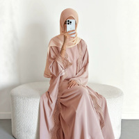 Abaya de luxe deux pièces de Dubaï pour femmes musulmanes, tenue modeste pour le Ramadan, manteau et robe intérieure, tenue de fête de l'Aïd, robe Jalabiya turque