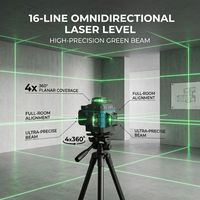 Niveau laser vert 4D à 16 lignes croisées numérique à prix OEM bon marché avec trépied