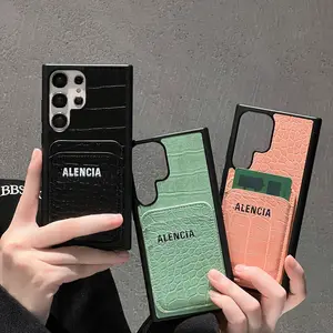 Funda de teléfono de lujo de cuero PU de línea de cocodrilo para Samsung Galaxy s24Ultra <span class=keywords><strong>s23</strong></span> Plus funda de teléfono con ranura para tarjeta S21 + Fundas de DISEÑADORES - Product Image 1
