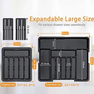 Organisateur de couverts extensible pour tiroir de cuisine, organisateur de couverts réglable pour cuillères, fourchettes, couteaux - Product Image 3