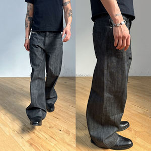 <span class=keywords><strong>Jeans</strong></span> Baggy Indigo Personalizzati da 14oz in Denim Grezzo Selvedge di Alta Qualità, Modello Bootcut Svasato per <span class=keywords><strong>Uomo</strong></span> - Product Image 3