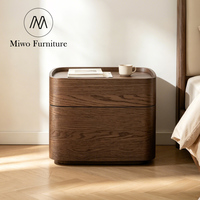 Table de Chevet Pliante Moderne en Noyer Nordique, Meuble Japonais pour Hôtel, Appartement, Chambre à Coucher, avec Plateau en Marbre