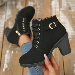 Botines de Tacón Grueso de Nueva Tendencia 2026 para <span class=keywords><strong>Mujer</strong></span>, Estilo con Cordones, Zapatos de Invierno para Dama, Zapatos de Suela Alta y Gruesa para <span class=keywords><strong>Mujer</strong></span> - Product Image 1