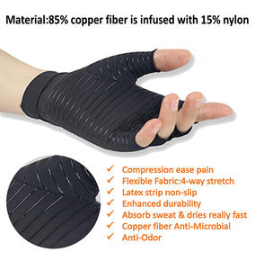 Sarung tangan terapi rematik Pria & Wanita, olahraga tanpa jari pereda nyeri kompresi infusi tembaga sarung tangan untuk artritis - Product Image 4