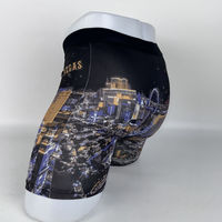 Boxer imprimé Las Vegas Nightscape pour hommes, sous-vêtements à taille élastique mi-cuisse, vêtements de nuit graphiques à thème urbain