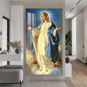 Marco de Fotos Personalizado de María, Arte Decorativo para el Hogar, Decoración de Pared Resistente a la Humedad, Retrato para Entrada, Sala de Estar, Pintura de Porcelana con Cristal LED - Product Image 2