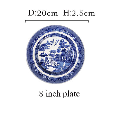 Assiette bleue de 8 pouces