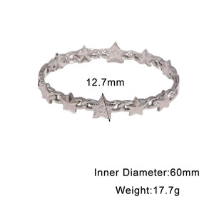 Brazalete <span class=keywords><strong>Dina</strong></span> para Mujer, de Acero Inoxidable, Plateado/Dorado, con Estrella Personalizada, Minimalista, Moderno, con Cierre, Antideslustre - Product Image 6