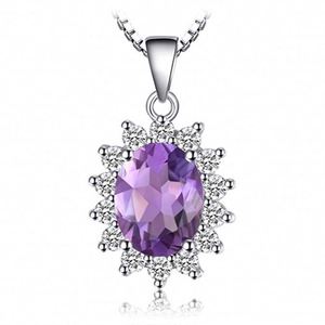 La Princesa de <span class=keywords><strong>peridoto</strong></span> Natural amatista Topacio creado zafiro Esmeralda rubí colgante de piedras preciosas Collar de plata de ley 925 - Product Image 1
