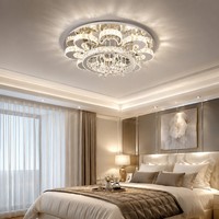 Plafonnier LED fantaisie à intensité variable avec télécommande, en forme de fleur, en cristal, pour la décoration de la maison, lustre de plafond