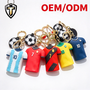 Llavero Personalizado 3D de PVC con Figura de Jugador de Fútbol, Messi, Ronaldo, Mbappé, Colgante de Camiseta de Fútbol con Correa - Product Image 1
