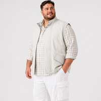 Rompi Kasual Pria Kerah Tegak Resleting Penuh Saku Luar Ruangan Ukuran Besar Santai  Big Tall Plus Size 6XL 7XL Kanvas Dicuci