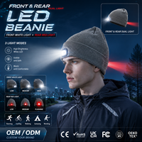 Bonnet LED en tricot acrylique, double éclairage avant blanc arrière rouge, pour course en extérieur, cyclisme, hiver, chaleur, unisexe, personnalisable OEM ODM
