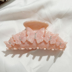Pinza de pelo de acetato rosa con diseño de mariposa, estilo coreano, para la parte trasera de la cabeza, tipo pinza de tiburón, accesorio para el cabello. - Product Image 5