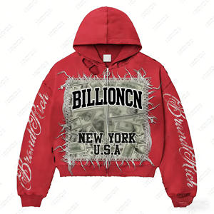 Sudadera con Capucha Personalizada Unisex de Corte Regular, Cuello Redondo, Gruesa, 360g, con Cierre, Estilo Veraniego, Desgastada, Vintage, Lavada al Ácido, 100% Algodón, con Estampado y Parche - Product Image 3