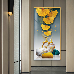 Peinture murale en porcelaine de cristal d'<span class=keywords><strong>arbre</strong></span> à feuilles dorées, peinture murale verticale, peinture murale de fond - Product Image 4