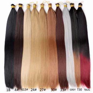 Extensions de cheveux lisses et soyeux en <span class=keywords><strong>fibre</strong></span> haute température pour tresses au crochet, 24 pouces, gris, doux et lisses, vente en gros pour femmes - Product Image 6