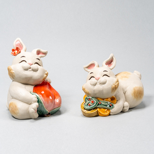 Ornements en céramique Art Déco du zodiaque chinois, lapin, pour anniversaire et anniversaire de mariage, décoration de la maison - Product Image 4