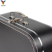 Boîte cadeau en carton imitation cuir noir et valise rétro en papier avec poignée métallique, boîte de rangement décorative pour cadeaux