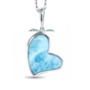 Joyería de Plata de Ley 925, Colgante de Corazón con Larimar Azul Natural - Product Image 4