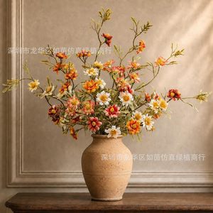 Bouquet de camomille artificielle Ruyin, fleur en soie rouge orangé, plante décorative, décoration intérieure - Product Image 5