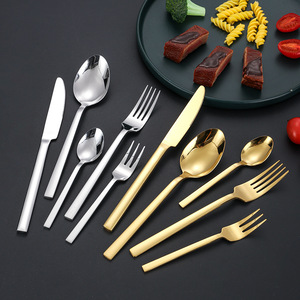 Stainless Steel Cutlery <b>Set</b> Knife Fork Spoon Solid Color Dishwasher Safe For Hotel Home Use Western Cuisine Desserts - Product Image 1